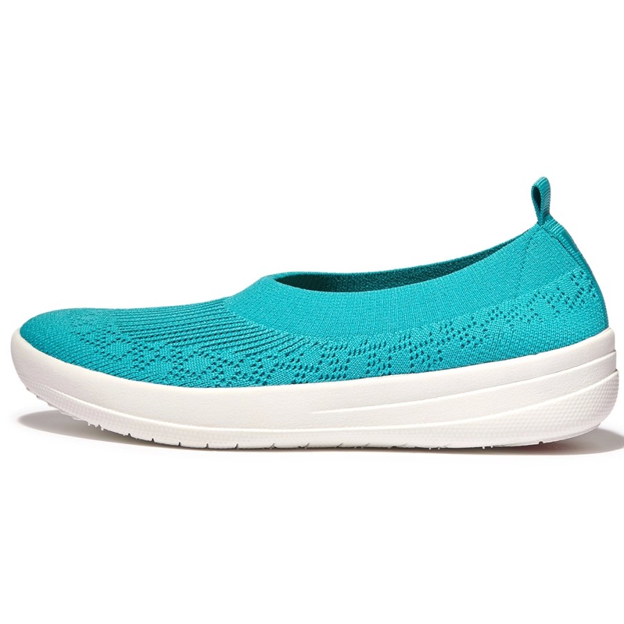 Femme FitFlop | Ballerines Fitflop Women Uberknit Slip-On Ballerina Tahiti Blue