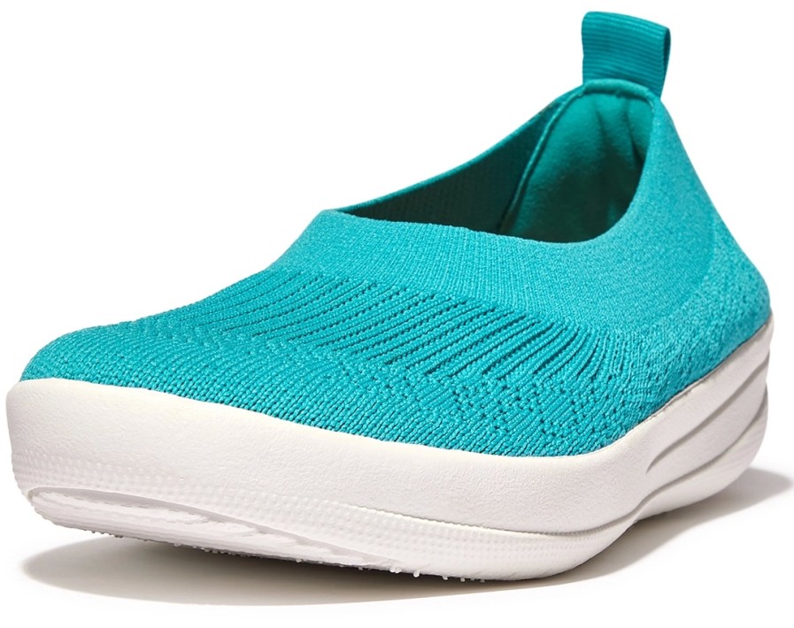 Femme FitFlop | Ballerines Fitflop Women Uberknit Slip-On Ballerina Tahiti Blue